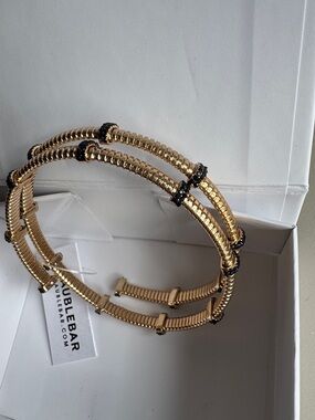 BaubleBar Gold Coil Bracelet with Black Accents